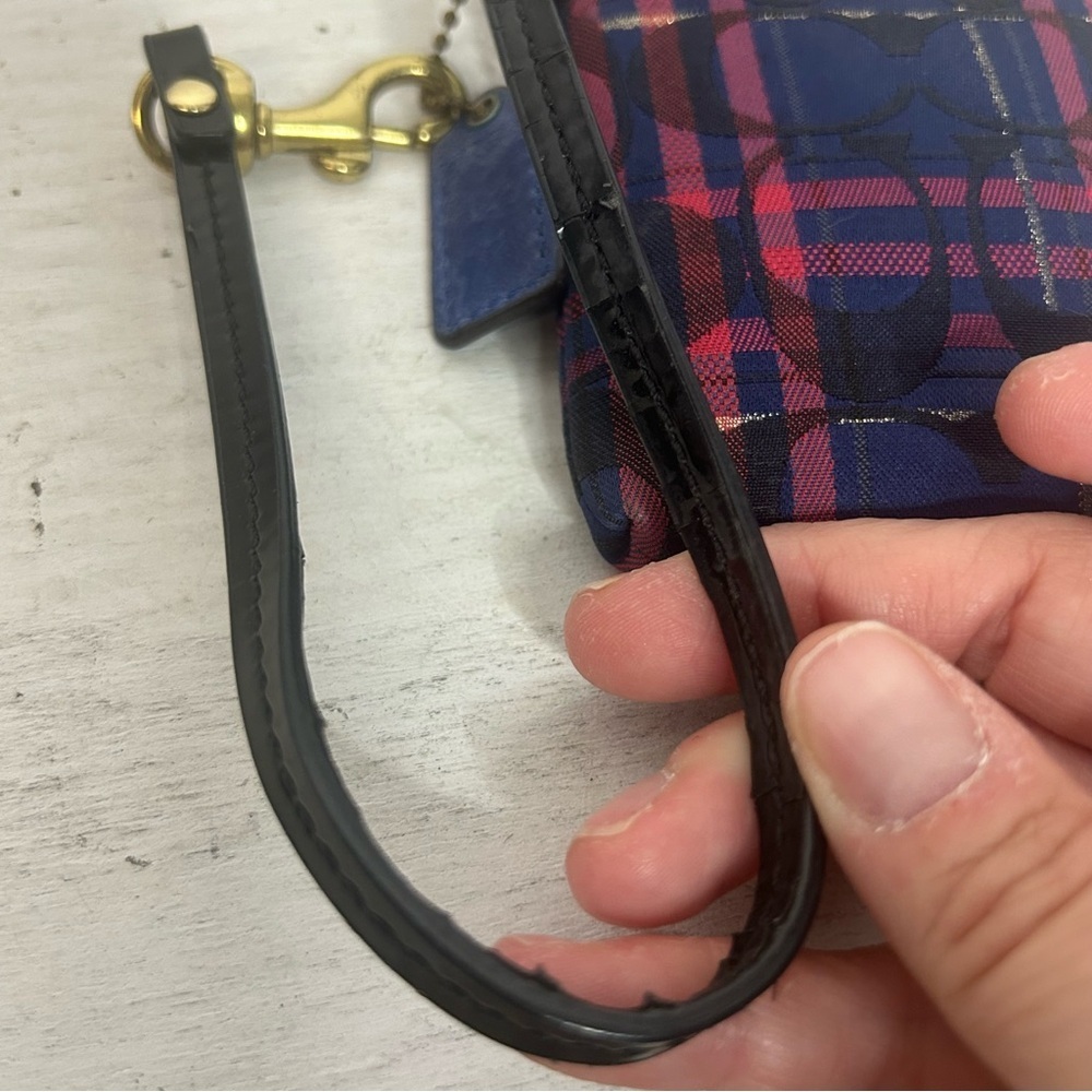 Coach Red and Blue Plaid Wallet - Picture 10 of 12